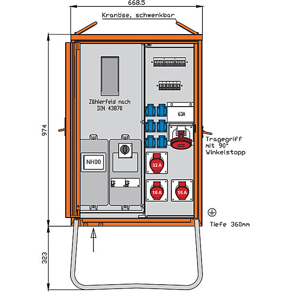WALTHER-WERKE Anschlussverteilerschrank 44kVA m.Zählerplatz WAV0170R1